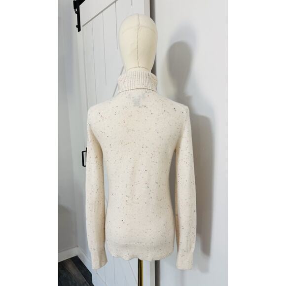 Lands’ End Women Size Xs Cashmere Turtleneck Sweater Fresh Ivory Rainbow Donegal - Picture 9 of 14